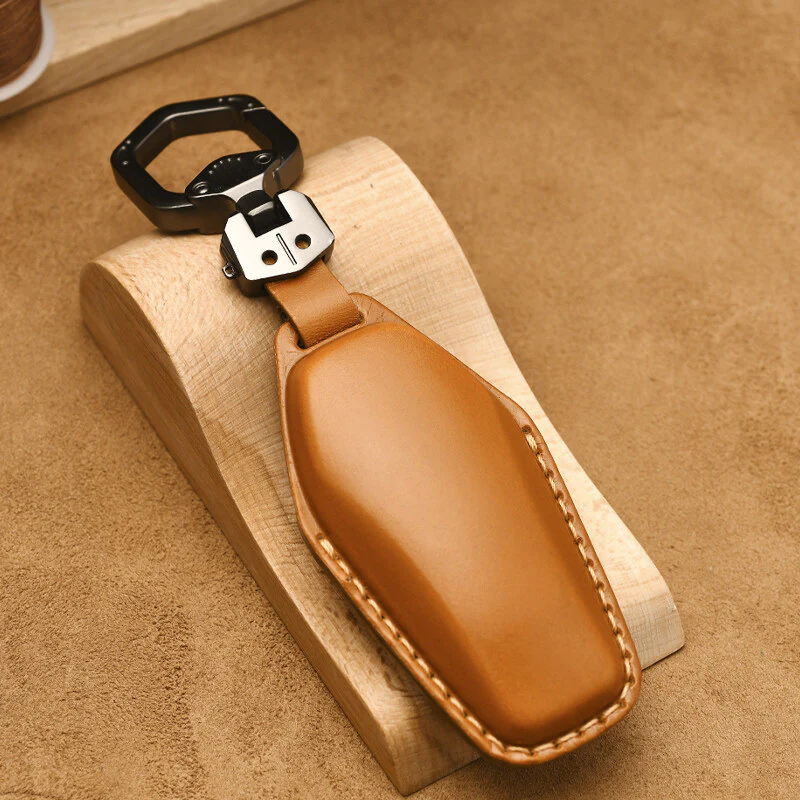 Luxury Leather Car Key Case Cover Fob Shell for BYD - Image 5