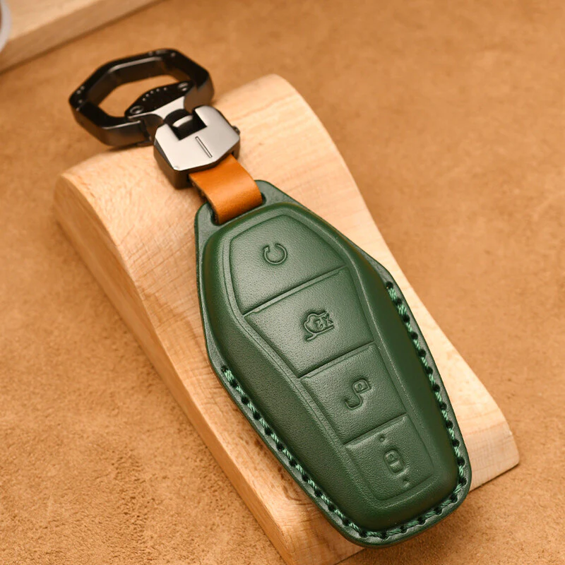 Luxury Leather Car Key Case Cover Fob Shell for BYD - Image 7